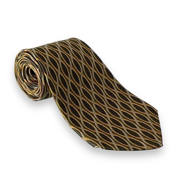 Robert Talbott Best of Class Tie Size 4 x 57 Gold Silver 100% Silk Van Boven - Picture 2 of 8